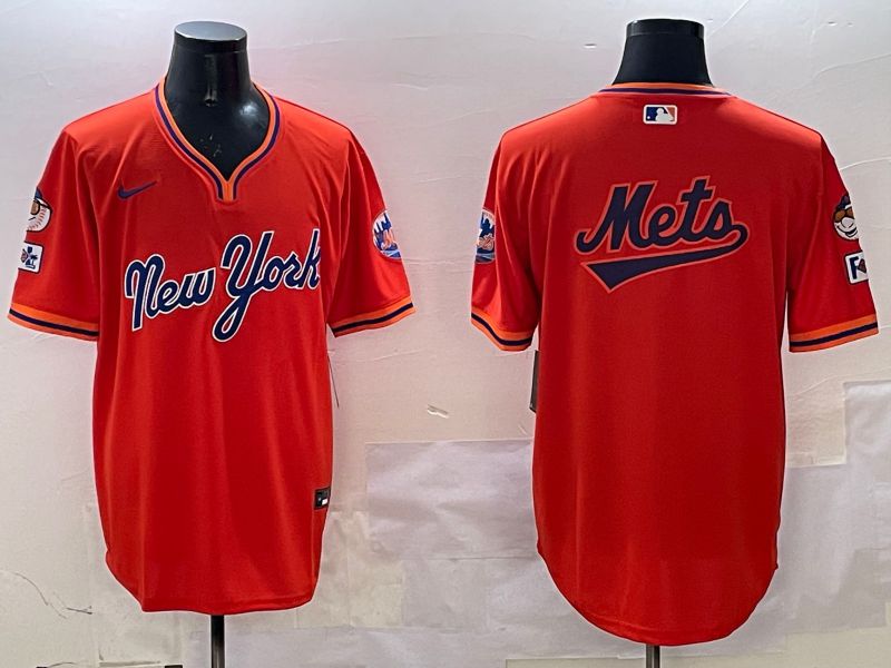 Men New York Mets Blank Orange Throwback Game 2025 Nike MLB Jersey style 5->new york mets->MLB Jersey